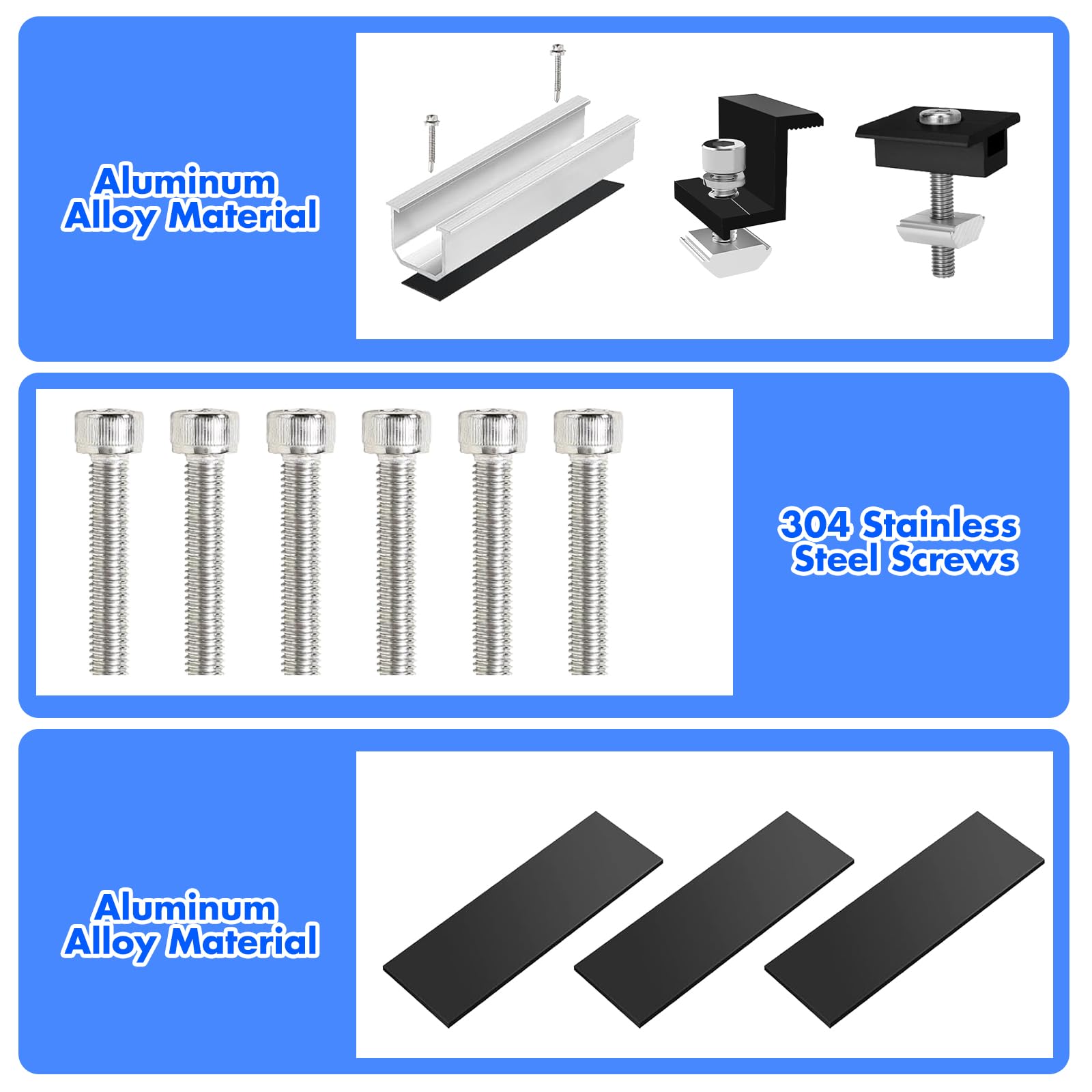 Biaungdo Lot De 12 Supports De Montage En Z Pour Panneau Solaire, Pince D'extrémité Solaire Réglable En Aluminium, Kit De Gouttière Pour Panneau Solaire Photovoltaïque (32 à 50 Mm