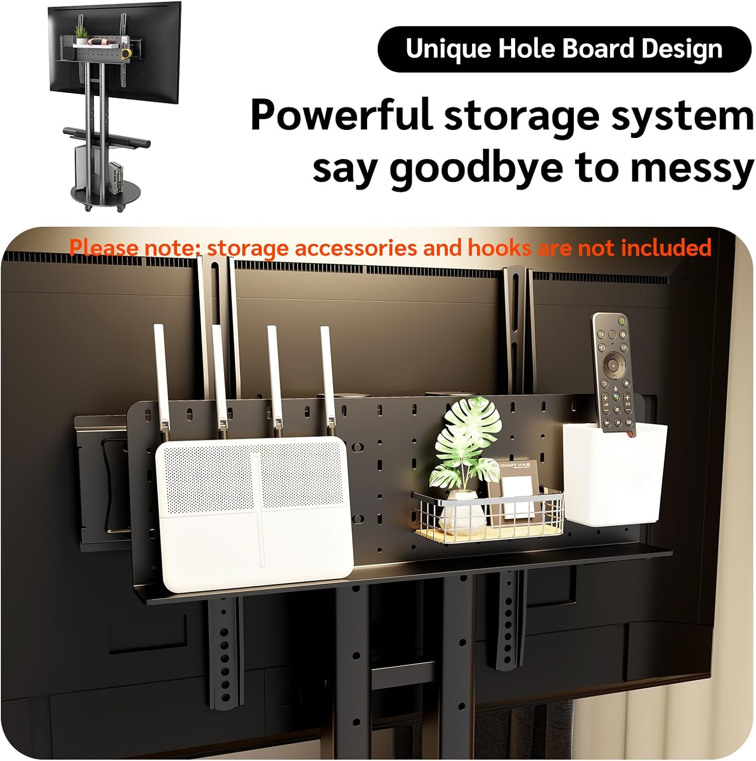 CABTE Rolling TV Stand,Heavy Duty Mobile TV Stand with Storage Shelf