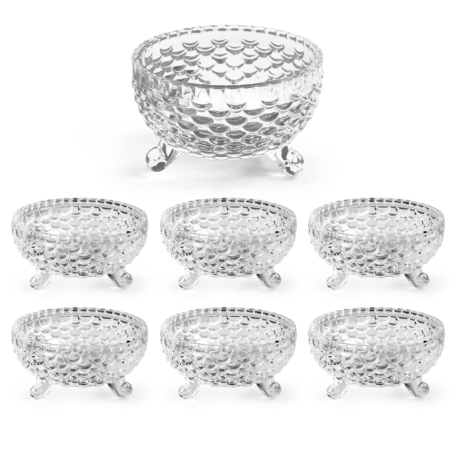 Dakshayanii Glass Serving Bowls, Set of 7 pcs Dessert Bowl Set, Glassware Tableware Serving Bowl Set for Ice-Cream, Fruit, Candy, Pasta, Salad, Sugar 1 Big Bowl, 6 Small Bowl (B0CX4XBC9J) Amazon Price History, Amazon Price Tracker