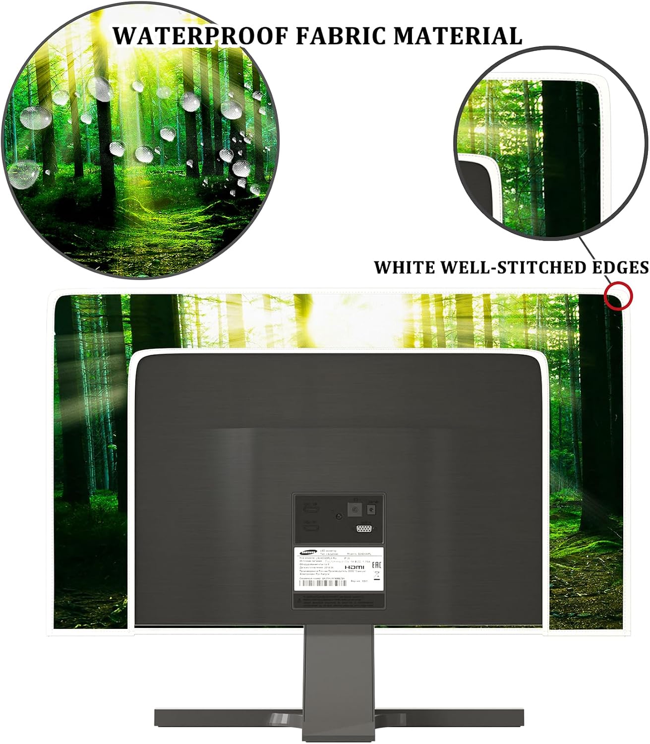 Sunlight Forest Computer Monitor Dust Cover 26, 27, 28 Inch Landscape Trees Scenery Panel Case Computer Screen Protective LCD/LED/HD Water Proof Computer Covers for Desktop PC Protector