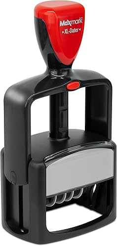Miniatura 7 de MaxMark - Sello de fecha con 5 sellos de fecha con autoentintado, 2 colores azultinta roja