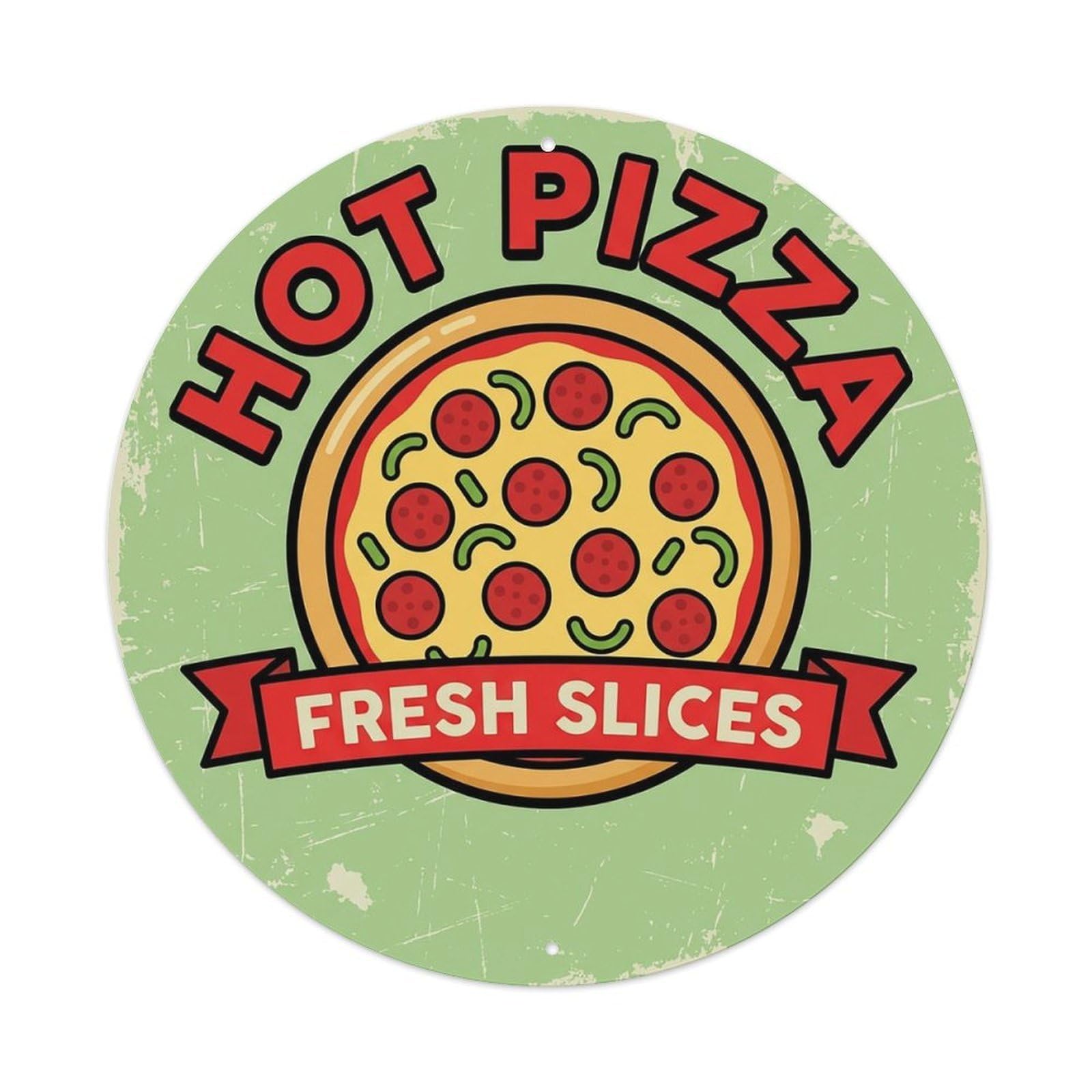 Cwbufd Vintage Style Vintage Pizza Slice Italian Traditional Cuisine Pepper Vintage Metal Tin Sign Plaque Wall Decor For Cafe, Club Bar, Office, Garden Metal Poster 8X8inch