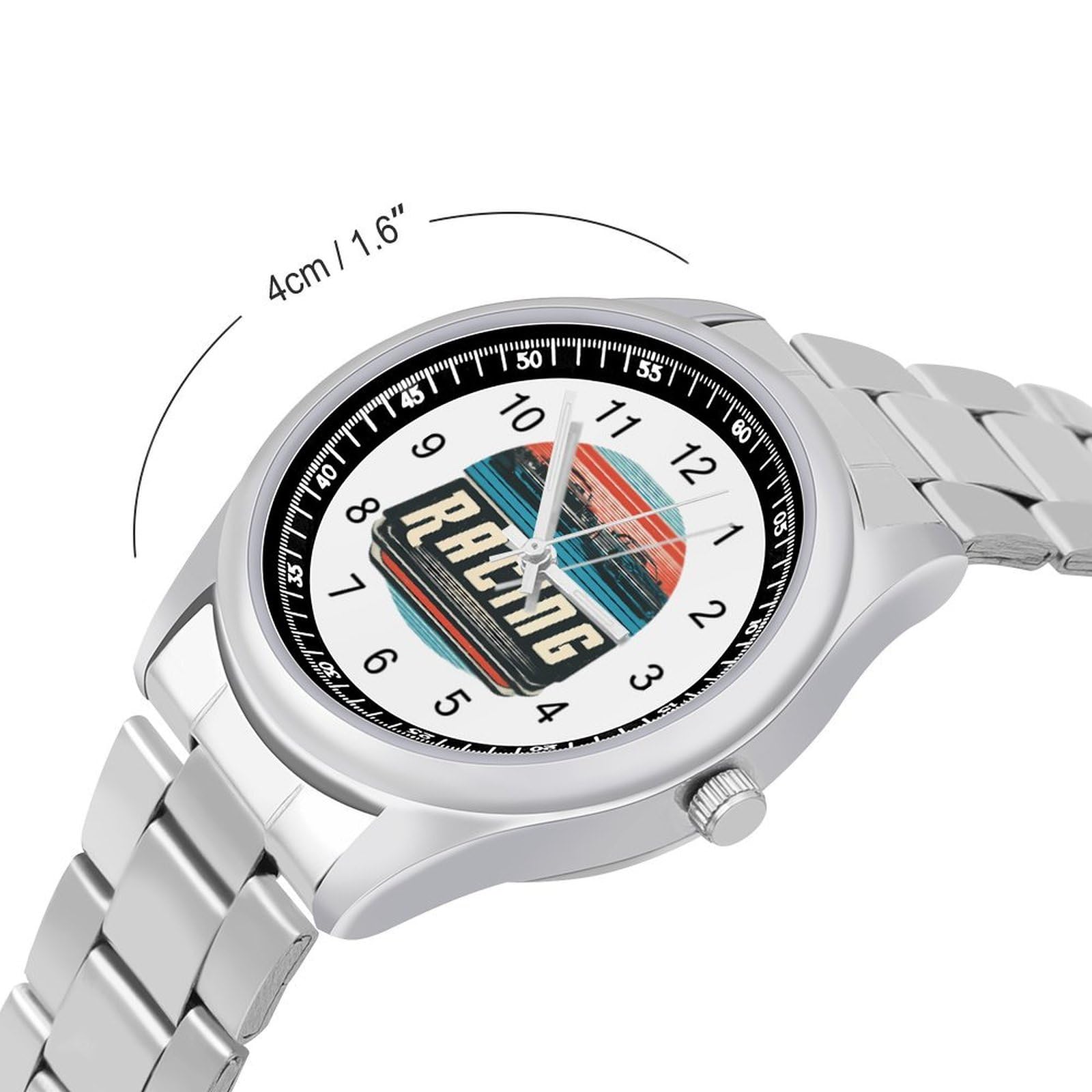 Racing Herren-Quarzuhr, Edelstahl-Bänder, leicht lesbar, minimalistische Armbanduhren, für den Alltag und Business