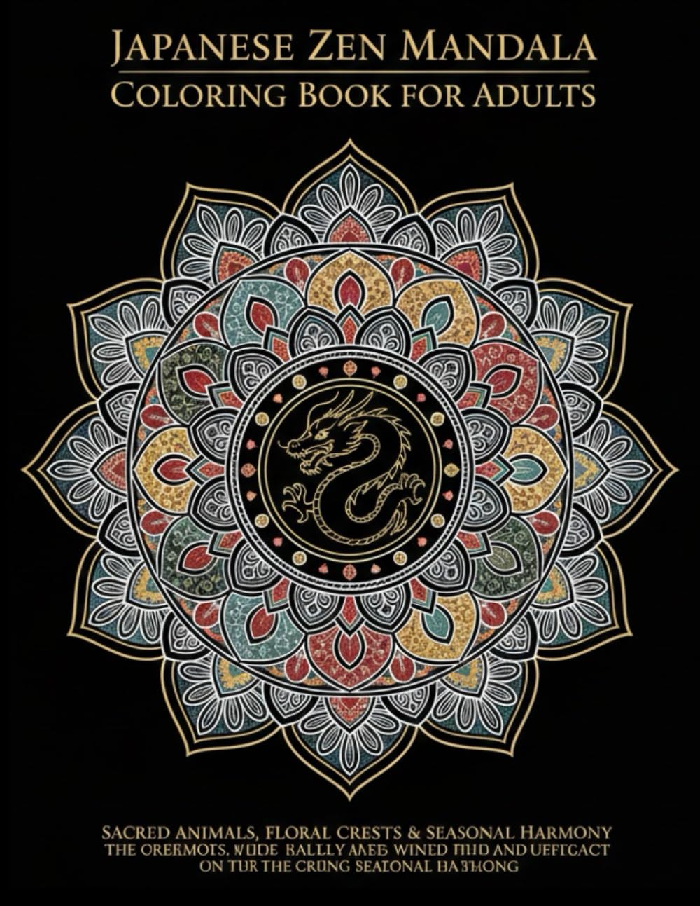 Japanese Zen Mandala Coloring Book for Adults: Sacred Animals, Floral Crests & Seasonal Harmony – Medium Detail Relaxation Art Inspired by Traditional Japan