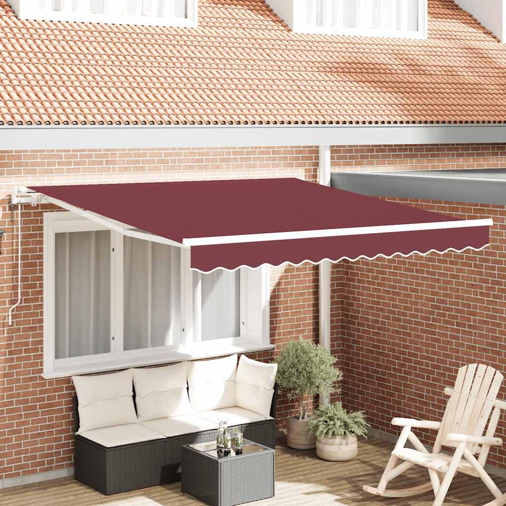 ACAGALA Tenda da sole elettrica, 300 x 250 cm, con braccio articolato, con manovella e telecomando, motorizzata, protezione solare per terrazza, balcone, giardino, bordeaux