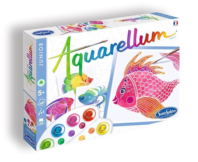 Sentosphere 3900046 - Junior peces Aquarellum pintura conjunto, 4 para colorear , color/modelo surtido