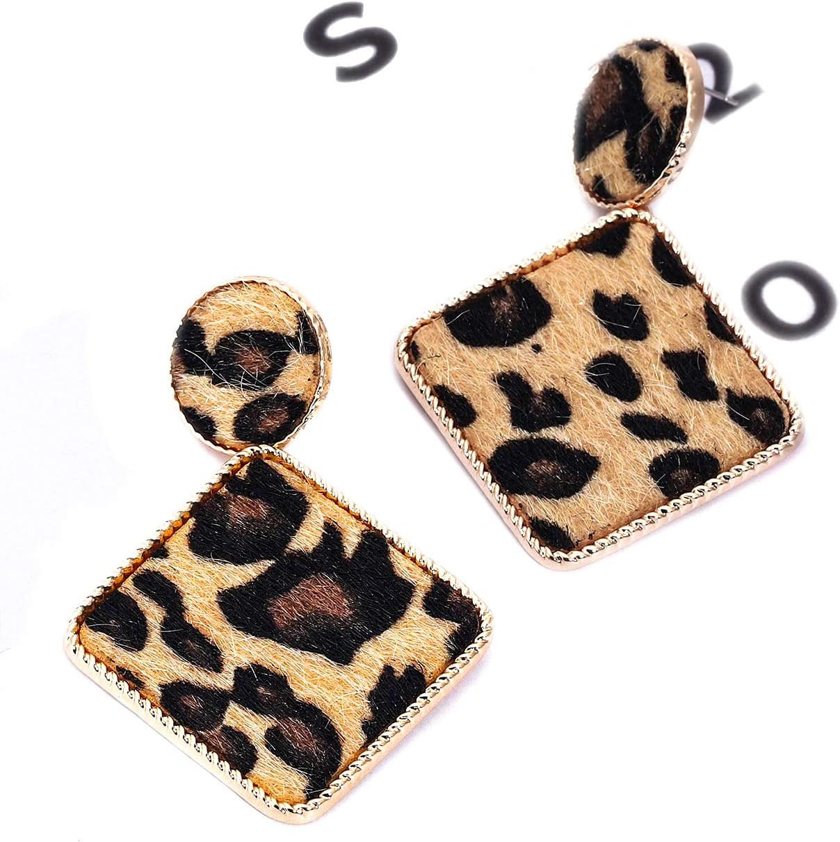 Leopard Dangle Earrings for Women Statement Snakeskin Square Drop Earrings Disc Earring Studs Fashion Jewelry - Image 4