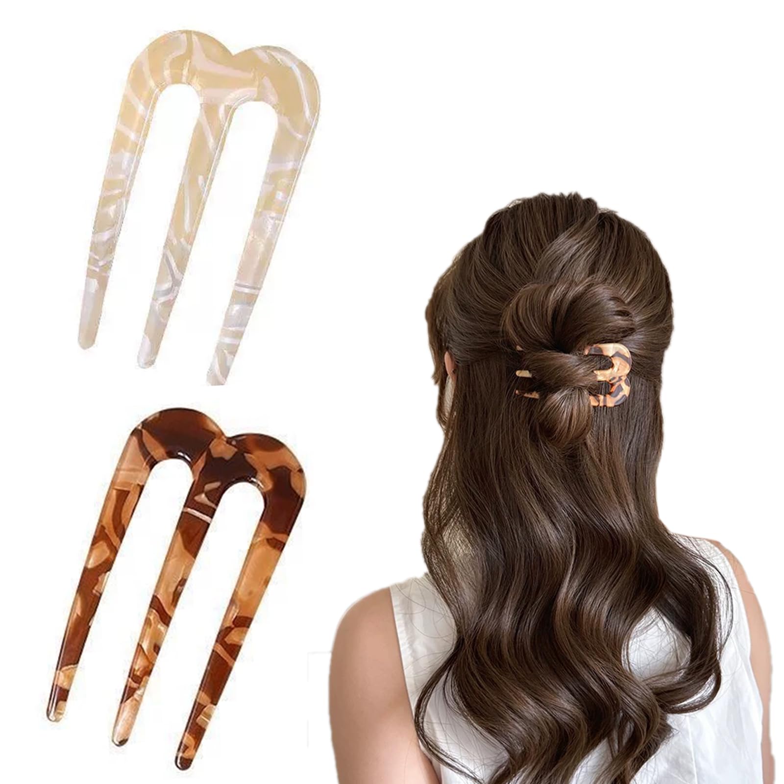 ヘアコーム【2個セット】かんざし 簪 夜会巻きコーム まとめ髪 髪留め 盛り髪 お団子 簡単 夜会巻き 髪飾り おしゃれ シンプル ヘアアクセサリー 成人式 結婚式 パーティー 披露宴 二次会 普段使い ヘアアレンジ レディース (2pcs)