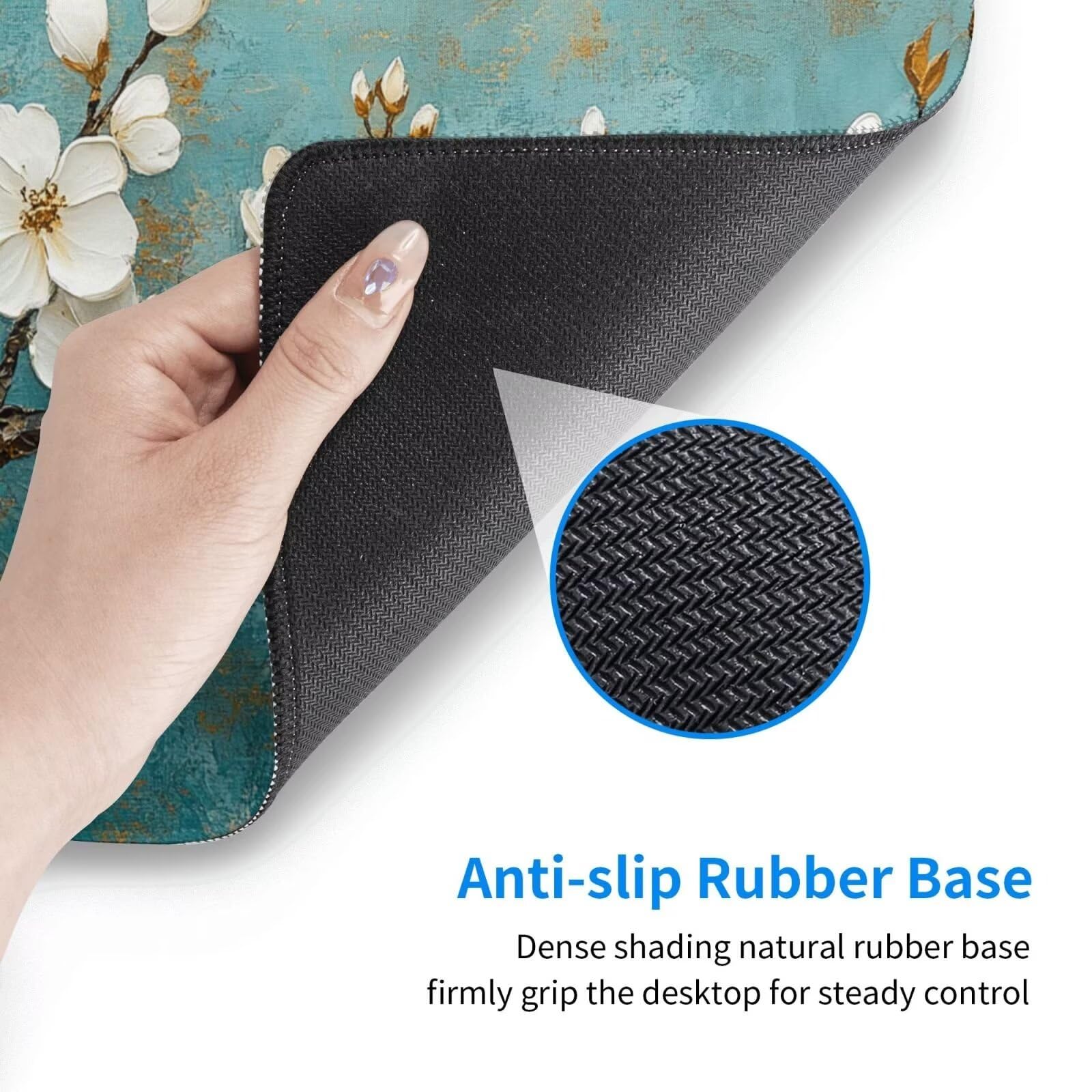 Gaming Mauspad XXL 1000x500x3mm Mousepad Verlängertes Groß Mauspad Schreibtischauflage,Genähte Kanten rutschfeste Gummibasis,Verbessert Präzision Geschwindigkeit Home Office Weiße Birnenblüte L-482