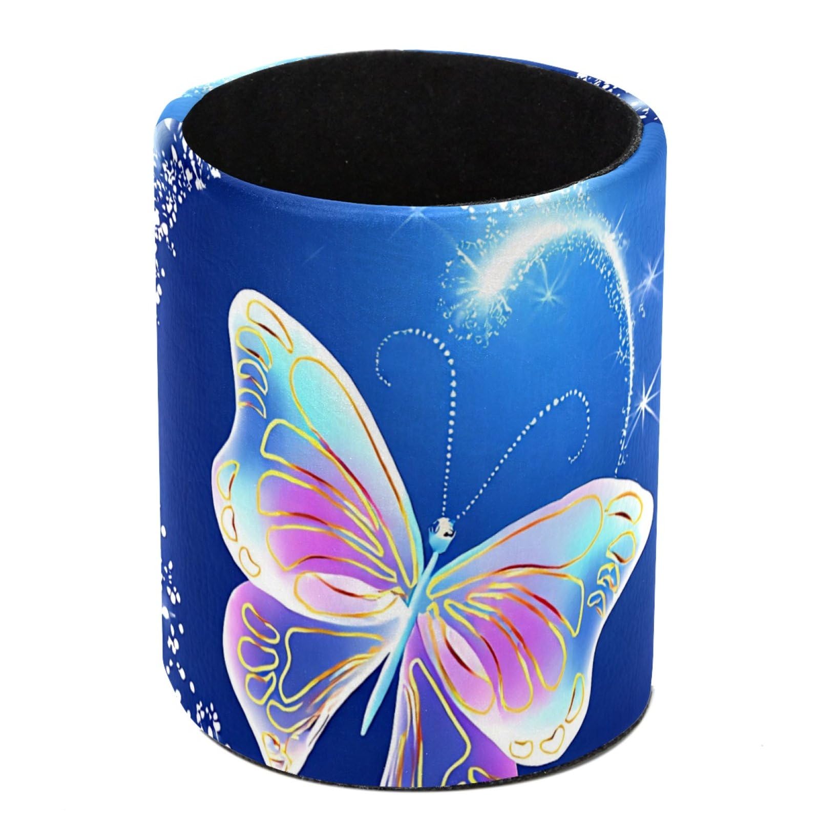 HEOEH Butterfly Pen Holder for Desk, PU Leather Pencil Holder Pen Cup Marker Holder Makeup Brush Holders, Desk Accessories & Workspace Organizers for Home, Office