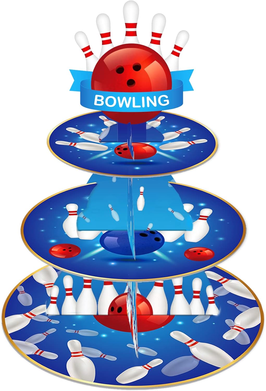 CC HOME Bowling Cupcake Stand 3 Tier Bowling Party Supplies