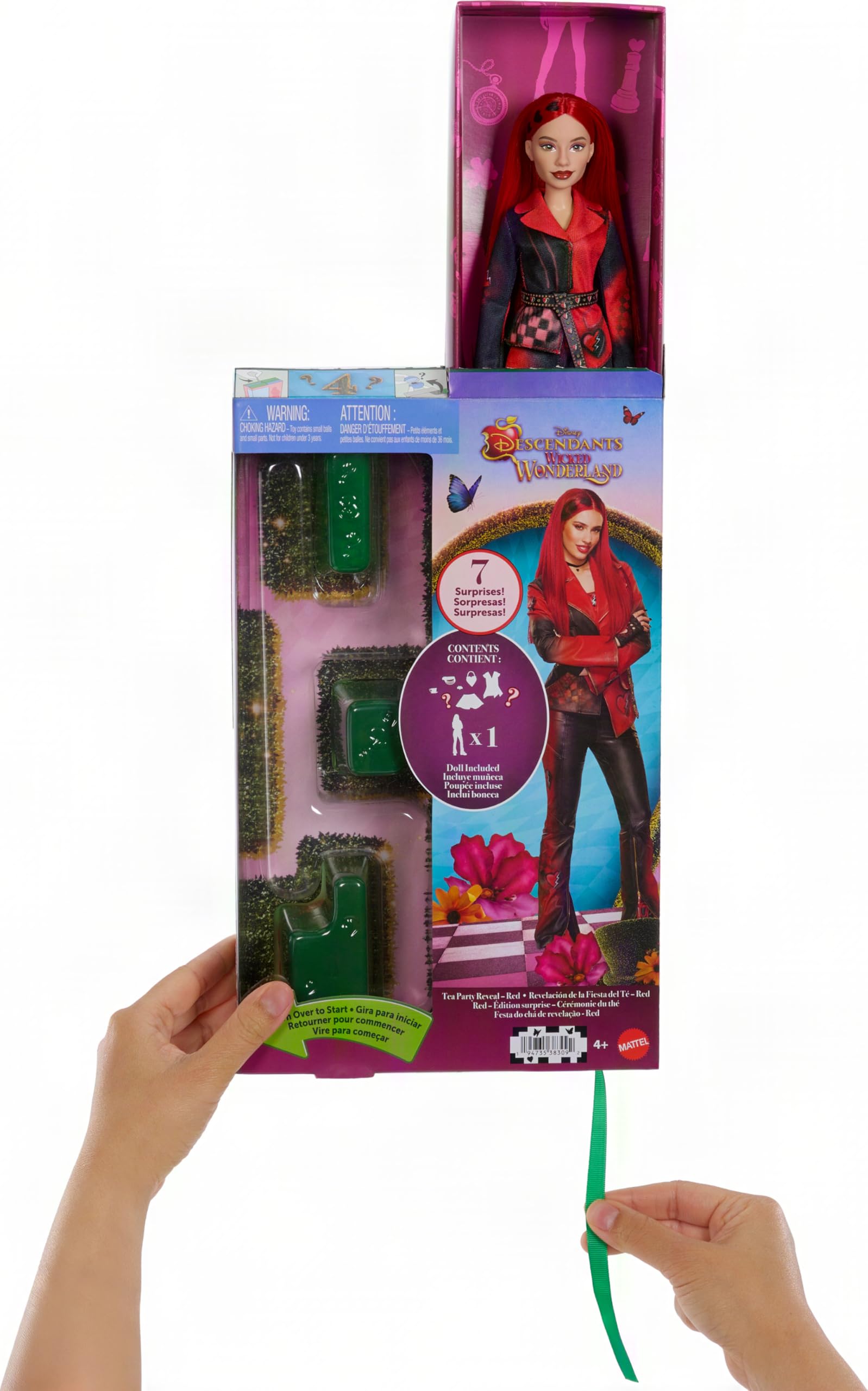 Mattel Disney Descendants - Wicked Wonderland Tea Party Reveal mit 7 Überraschungen, eine rote Modepuppe im Film inspirierte Kleidung & Accessoires