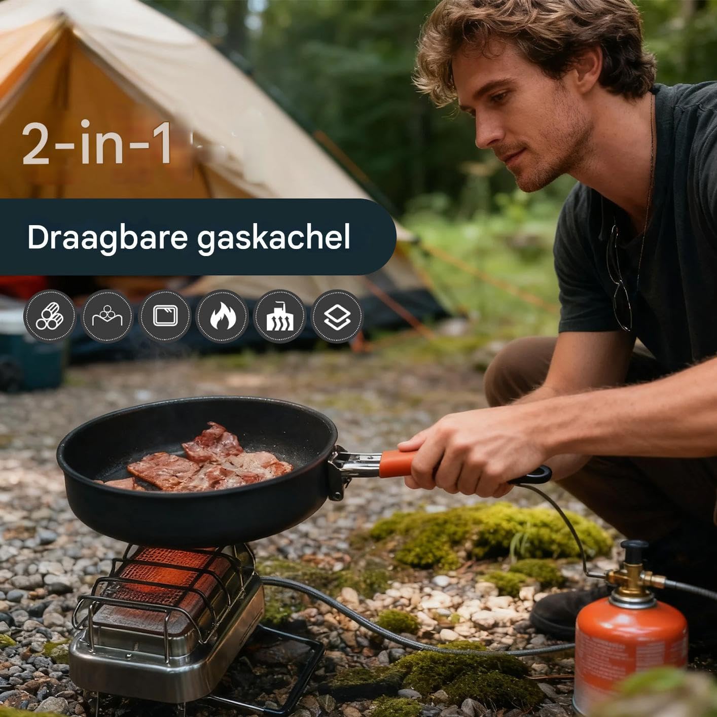 Tent Verwarmer voor Kamperen,Twee-in-één Kookfornuis en Verwarmer