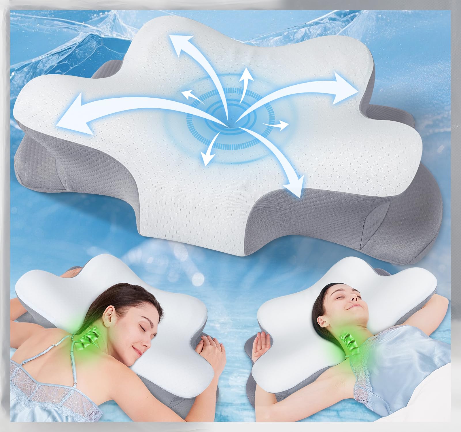 Cuscino per il dolore al collo – Cuscino ortopedico in memory foam, ergonomico e regolabile in altezza – Cuscino per libri per dormire sul lato, sulla schiena e sull'addome – con rivestimento