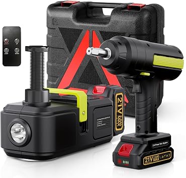 E-HEELP Cordless Electric Car Jack Kit 5 Ton with Battery and Impact Wrench
