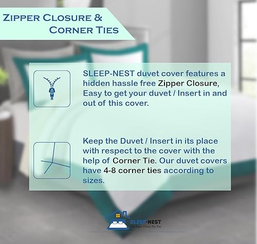 Miniatura 5 de SLEEP-NEST Juego de funda de edredón de dos tonos, tamaño Super King de 108 x 98 pulgadas, 100% algodón egipcio, diseño sombreado de 3 piezas,