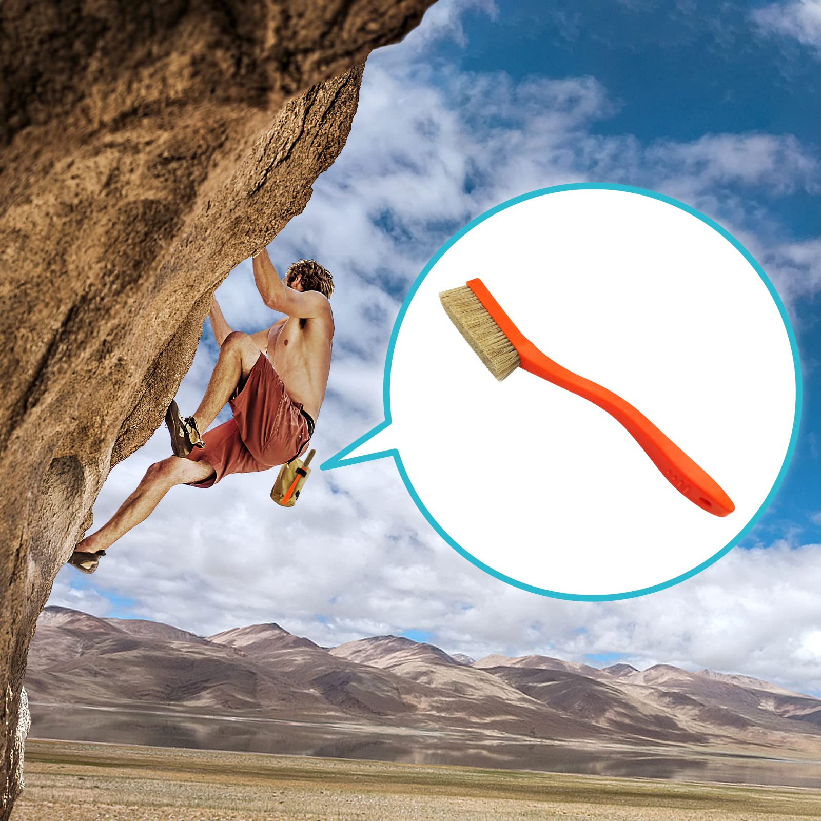 Cepillo de Escalada y Bouldering con cerdas de Pelo firmes Naturales y Mango Duradero, Cepillo de Tiza de Escalada diseñado para el máximo Rendimiento en la Pared de Escalada Interior o Exterior