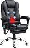 Vinsetto Office Chair with 6 Point Massage and Back Heat, PU Desk Chair with Footrest Adjustable Height and Swivel Wheels, Back Reclining, Black