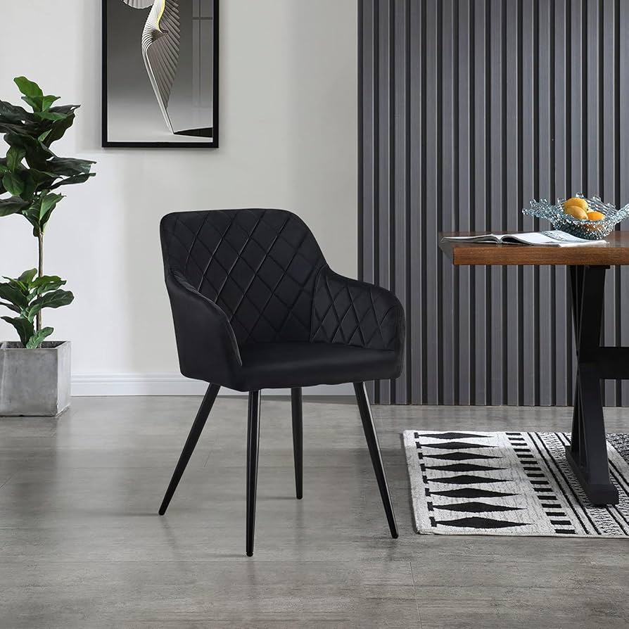 TUKAILAi Dining Chairs Set Of 6 Velvet Upholstered Seat Leisure Kitchen Chairs With Armrest, Backrest And Metal Legs, Comfy Accent Chairs For Home Lounge Living Room Reception Chair