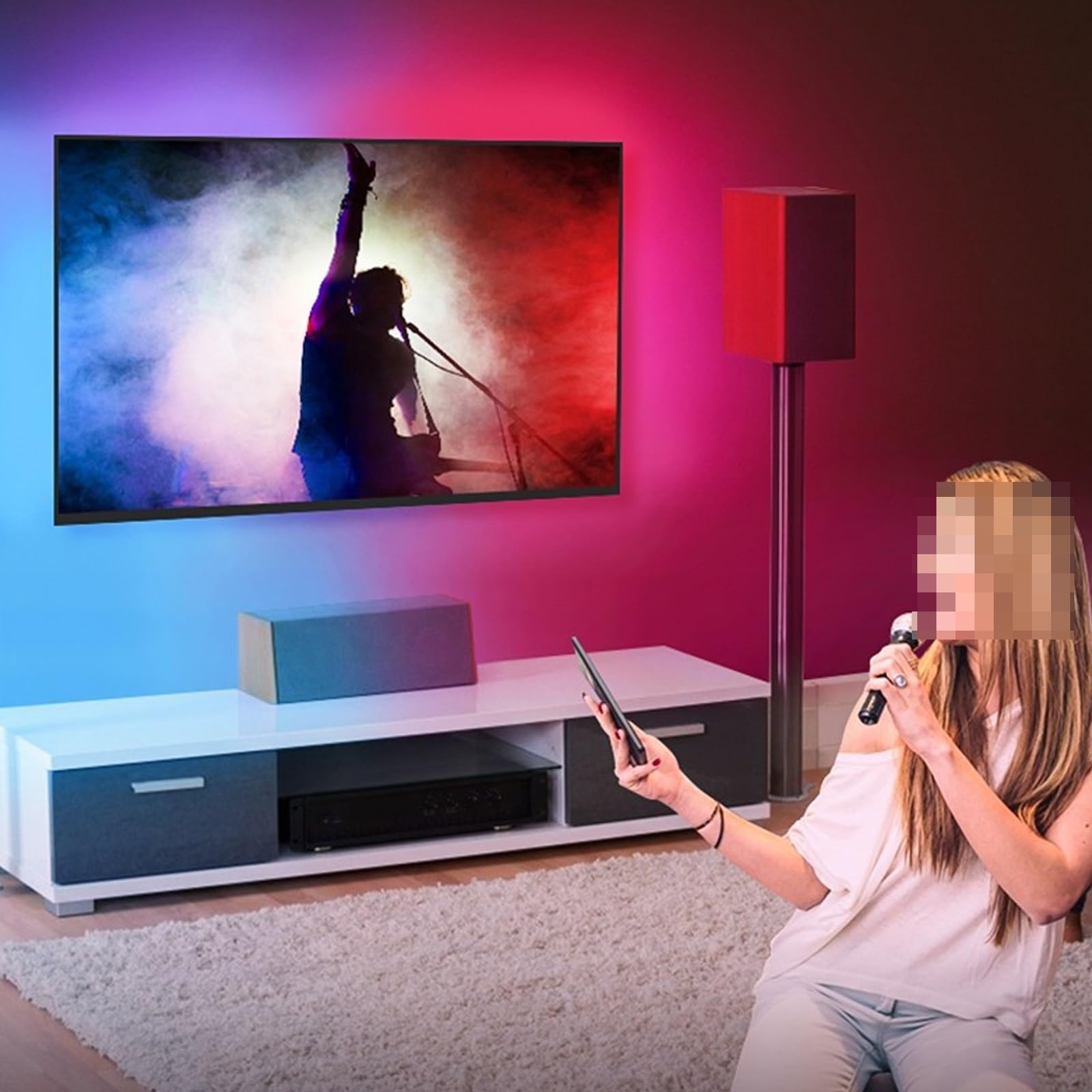 Luci A Led Per TV, Striscia Luci A Led Multimodale, Esperienza Visione Immersiva Sincronizzata Con La Musica Facile Da Installare Per Un'ampia Gamma Dimensioni TV Adatta Per Sfondi TV(60-75IN)