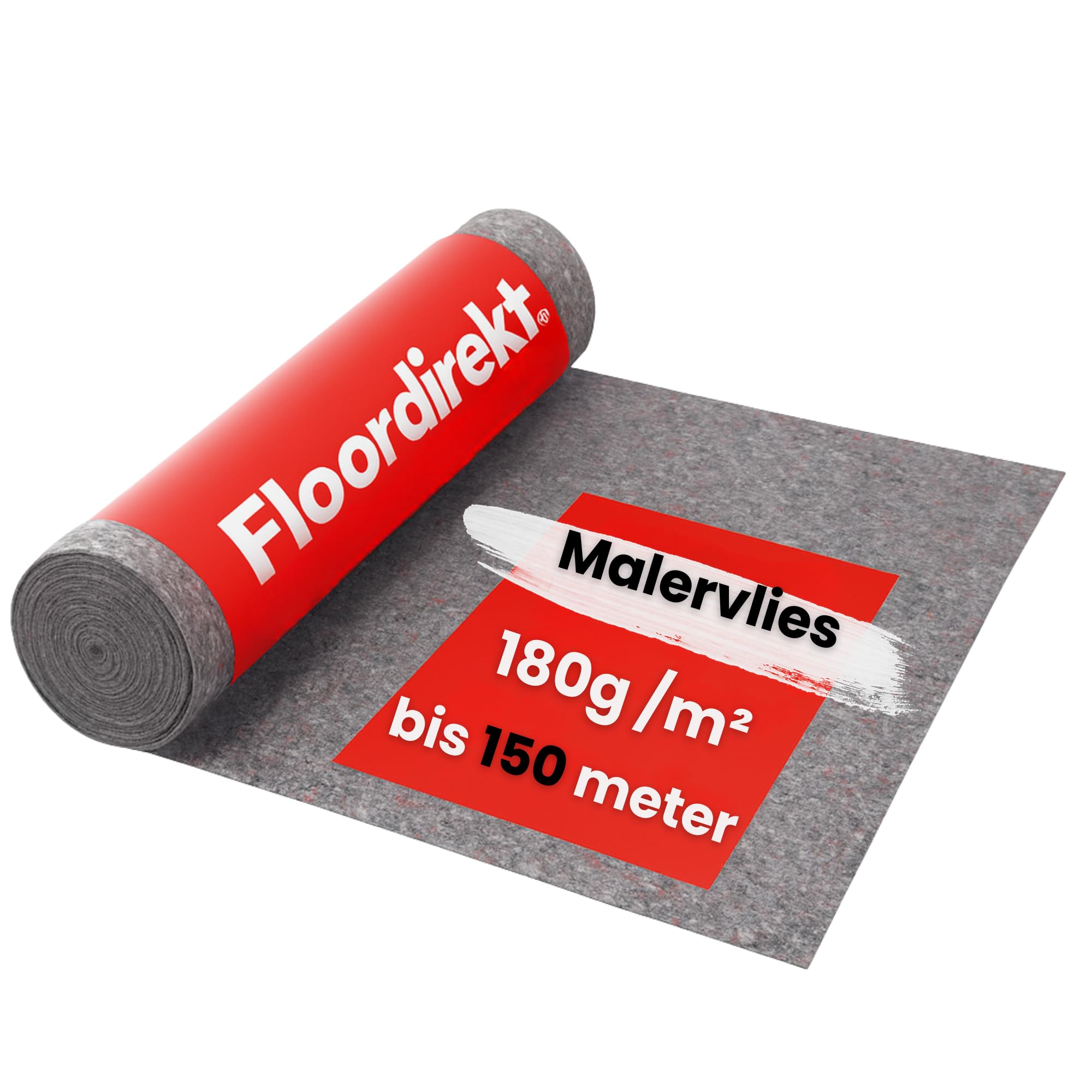 Floordirekt Malervlies 10m x 1m – 15 Rollen (150m²) Abdeckvlies 180g/m² mit Anti-Rutsch Beschichtung, wiederverwendbares Maler Abdeckvlies für Boden & Renovierung