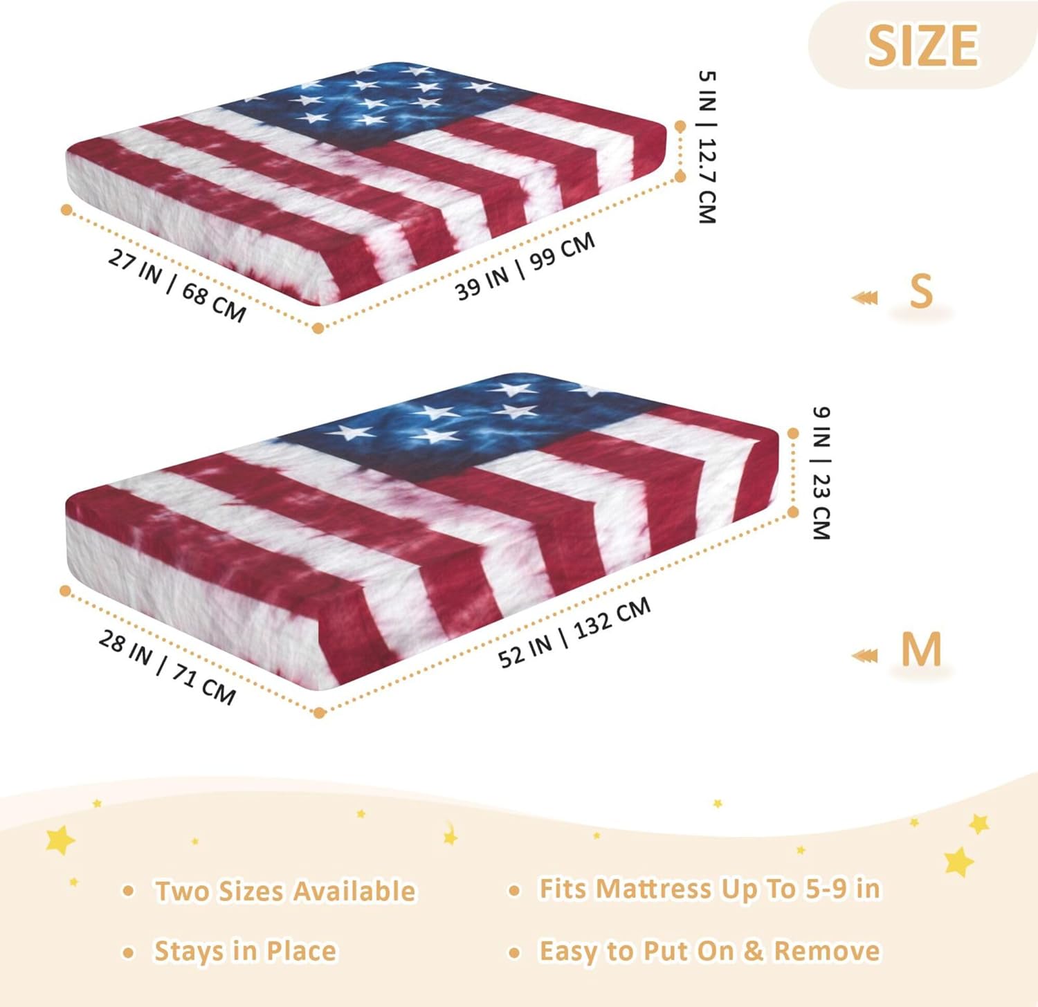 American Flag Tie Dye Crib Sheets Soft Breathable Fitted Cotton Baby Crib Sheets Mattress Cover for Girl Boy, 52" x 28" x 9"