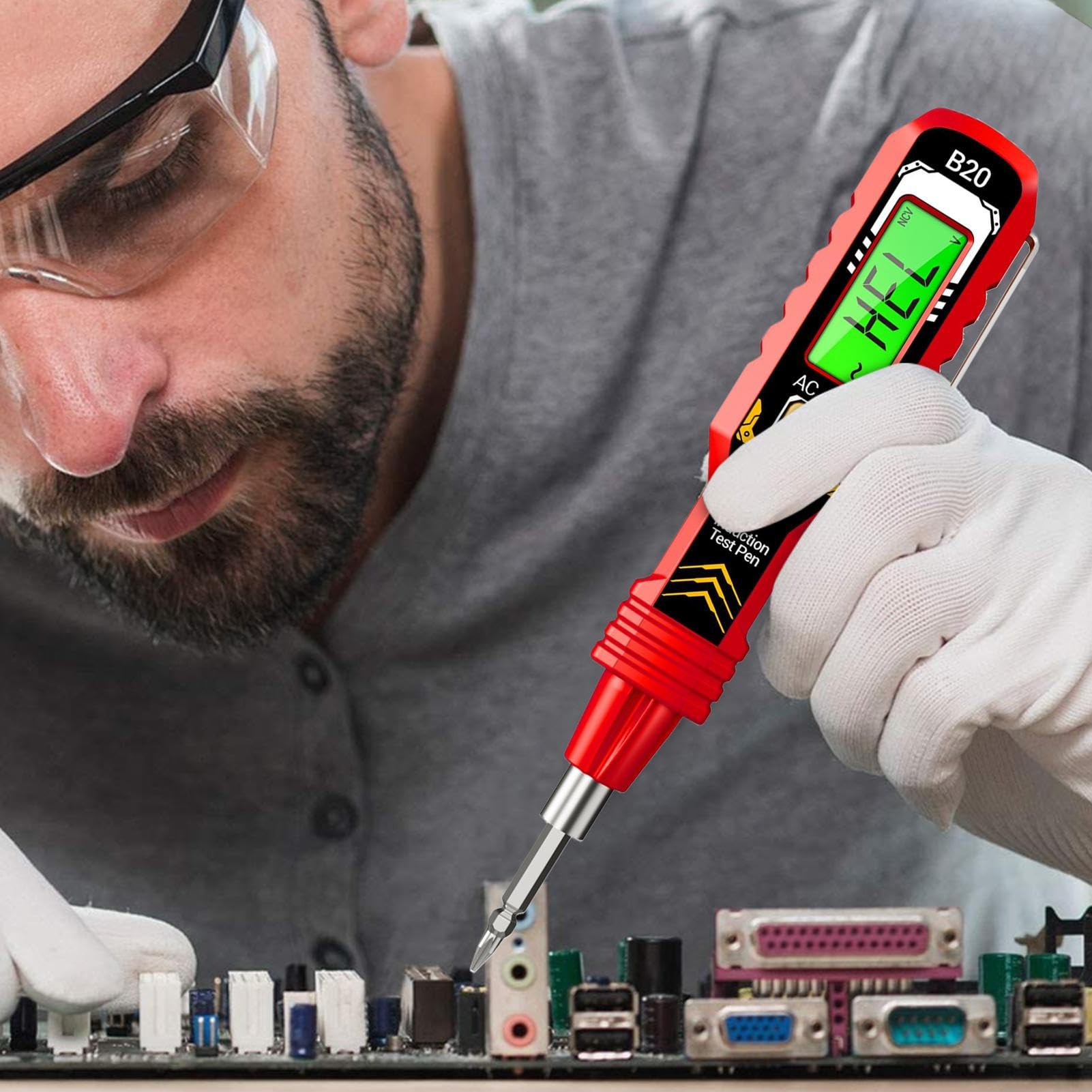 Penna Rilevatore Tensione,Controllo Continuità Elettrica - Strumento Multiuso Resistente Misuratore Automatico Campo per Cantieri