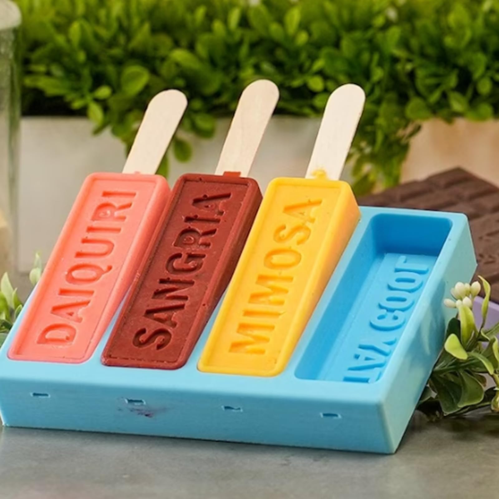 OAEUQ Personalised Silicone Popsicle Moulds 4 Piece Set BPA Free Reusable Easy To Release With Wooden Popsicle Sticks