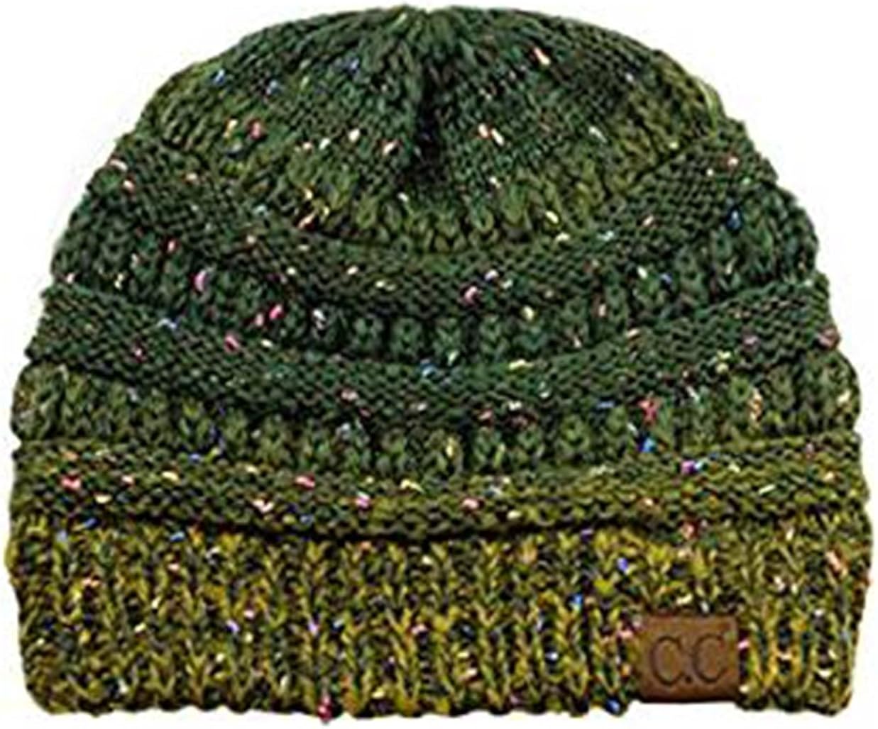 C.C Trendy Warm Chunky Soft Stretch Cable Knit Slouchy Beanie Skully HAT20A (Confetti Black) at  Women’s Clothing store