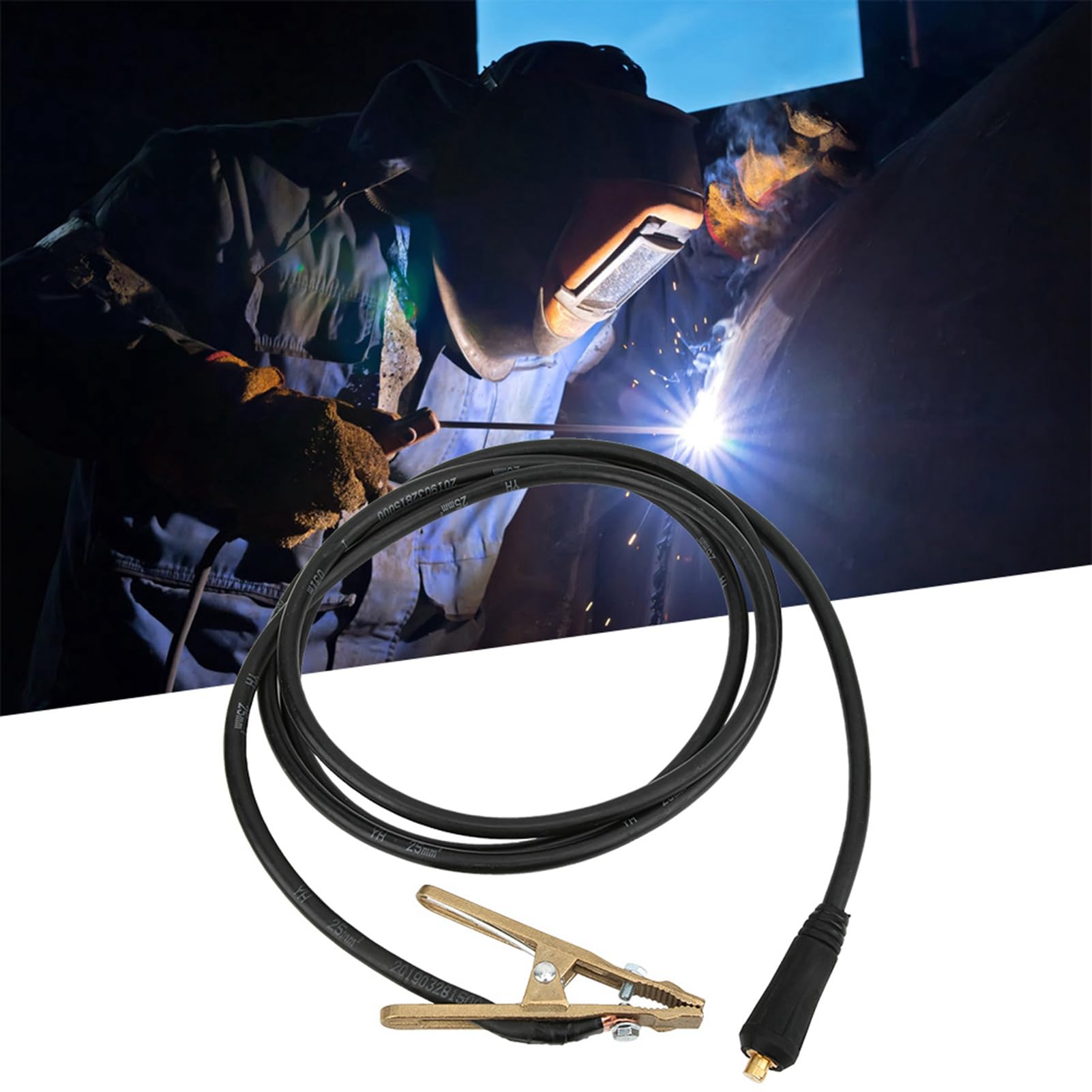 Leapiture 3Meter 25mm² Ground Clamp 260A TIG Welding Brass Ground Clamp MMA ARC Welder Earth Clamp