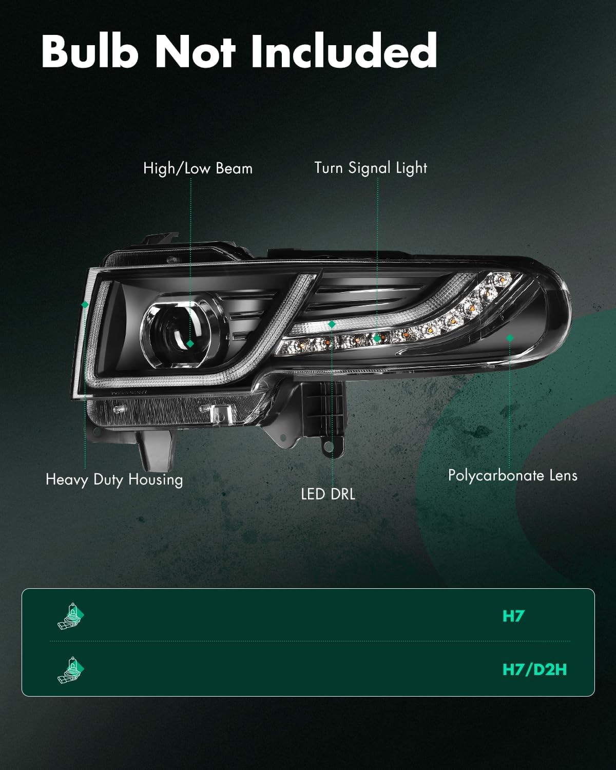 SCITOO Headlight Assembly Fit for Toyota FJ Cruiser 2007-2014 Pair Headlamps OE:11123024901