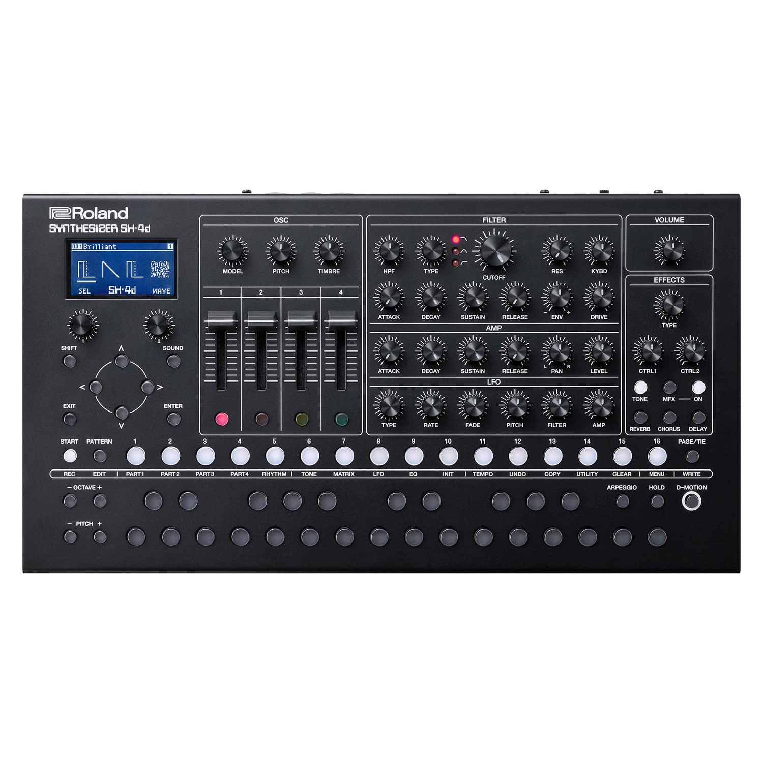 Roland SH-4d Desktop sintetizzatore con sequencer ed effetti + supporto keepdrum per laptop