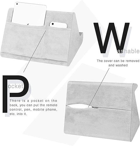 Miniatura 10 de Almohada suave para tablet con bolsillo, soporte de cojín para tableta, 3 ángulos de visión ajustables, soporte perezoso para sofá de cama,