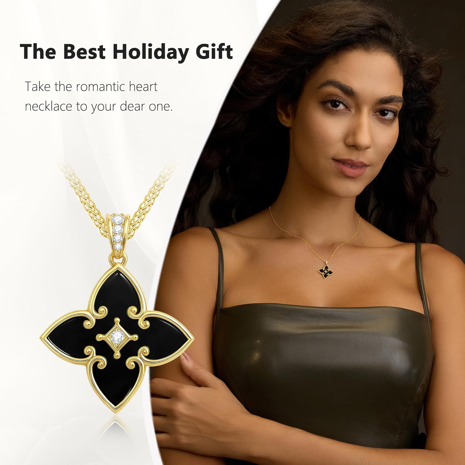 Women's Clover necklace – S925 Sterling Silver Pendant with Agate Heart – Adjustable necklace for Women, a Thoughtful Choice for Daughter, Wife, or Mom - Image 4