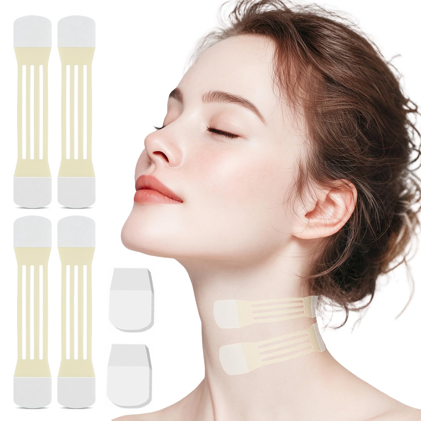 Set da 24 Cerotti Antirughe per il Collo – Nastro Lifting Invisibile Riutilizzabile – 20 Cerotti + 4 Fasce Elastiche – Effetto Lifting V-Shape Immediato contro le Rughe del Collo