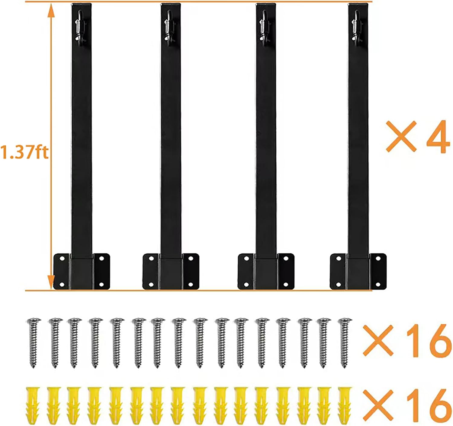 4 Pack 1.3Ft Freestanding Outdoor Suspension String Light Poles with Fixing Clamp, Holder, and Light Post Mounting Stand, for Patio Fence Wall Garden Deck Bistro Backyard (Standard Style)