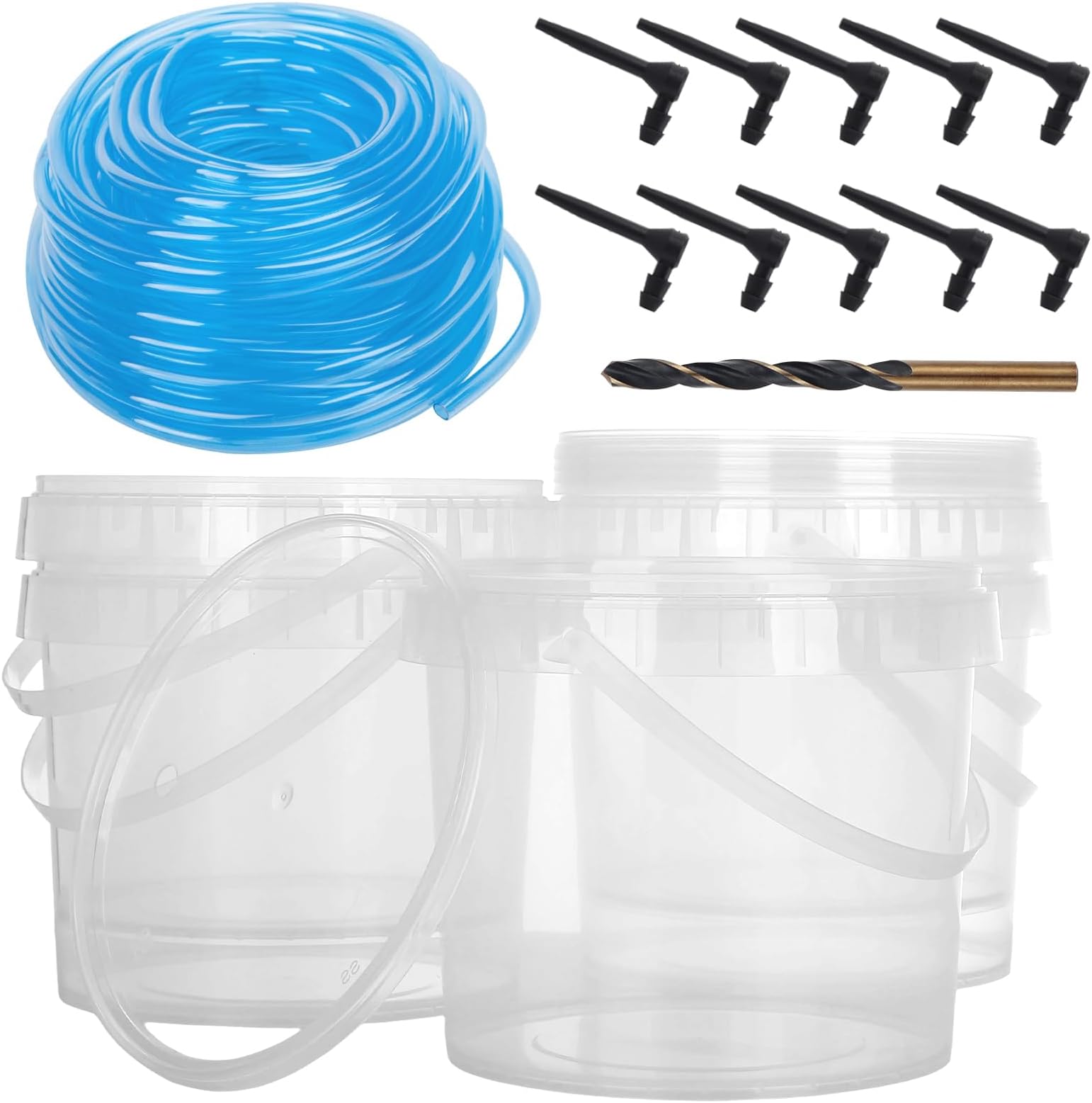 5 Sets Maple Syrup Tapping Kit Including 5 Buckets (5L) with Lid, 30ft Tubing, 10 Tree Taps, 1 Tap & Drill Bit Maple Tree Tapping Kit for Experts or Beginners Maple Birch Syrup Collection Supplies