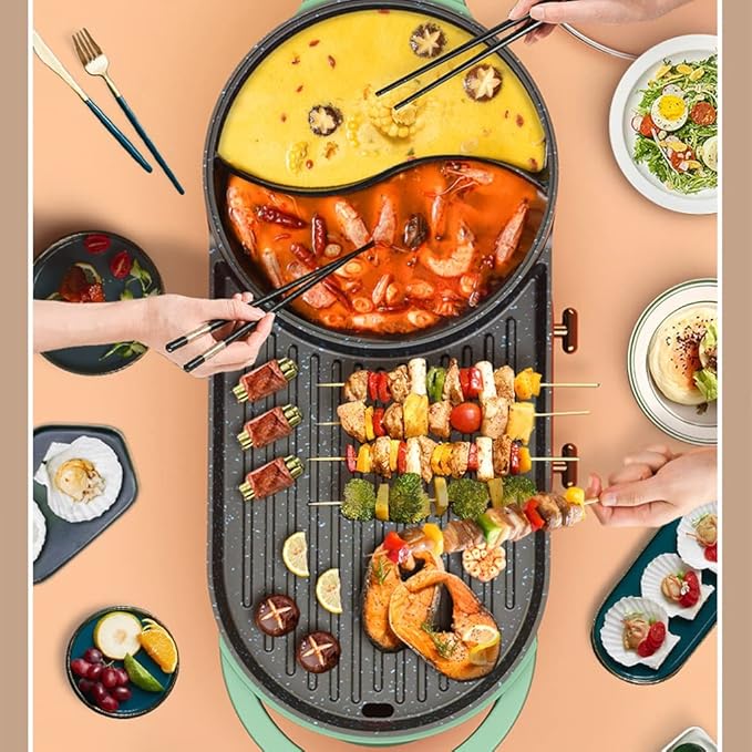 Olla Eléctrica Grill Shabu-shabu Antiadherente, Control de Temperatura 5 Velocidades miniatura 2