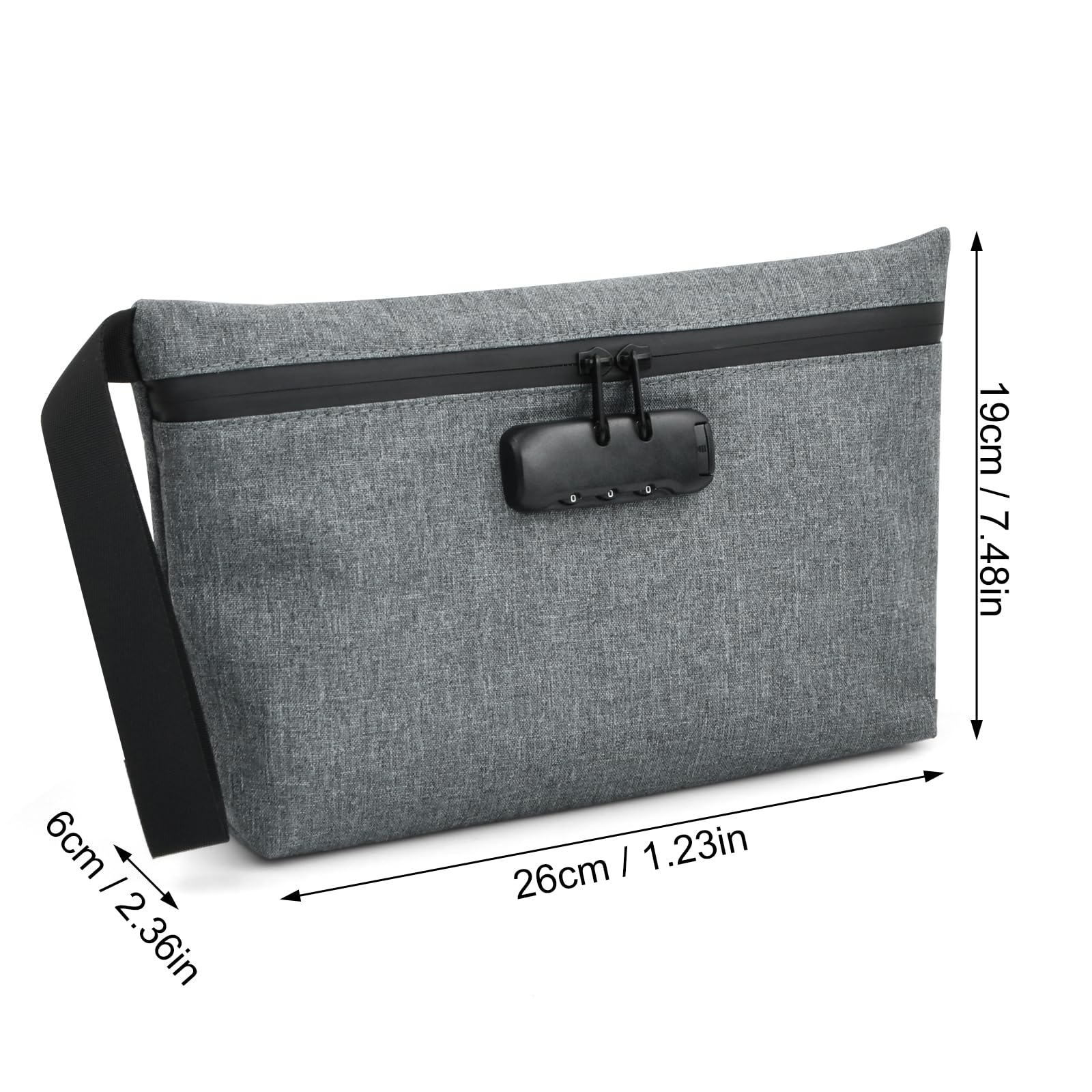 Bolsa Antiodor con Cerradura de Combinación, Bolsa de Almacenamiento con Cremalleras Selladas, Bolsa Antiodor para Viajes, Impermeable, Forrada de Carbón, 32 * 20 cm, Gris