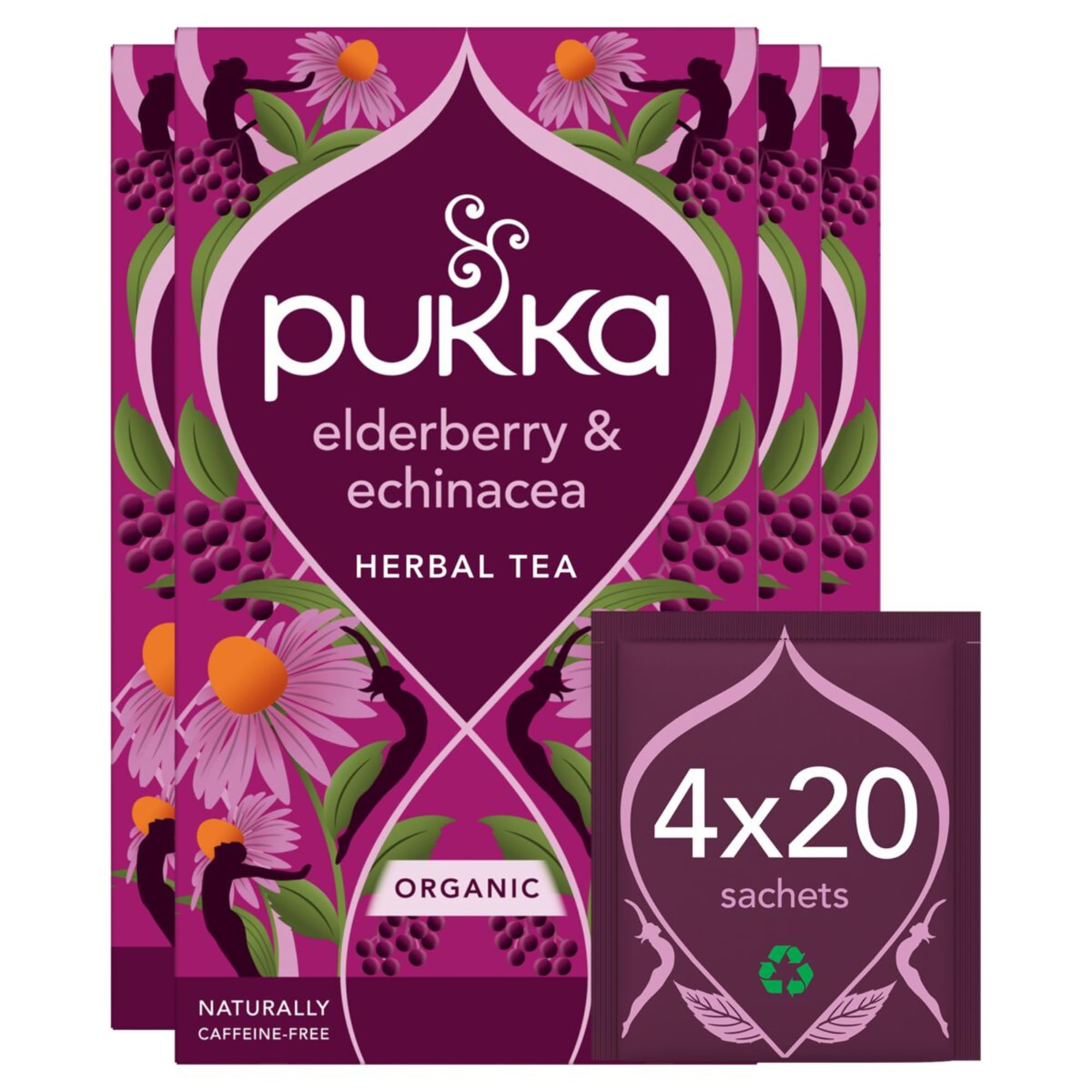 Pukka Herbs Elderberry & Echinacea Tea, with Aniseed and Ginger 20 bags (4 Pack)