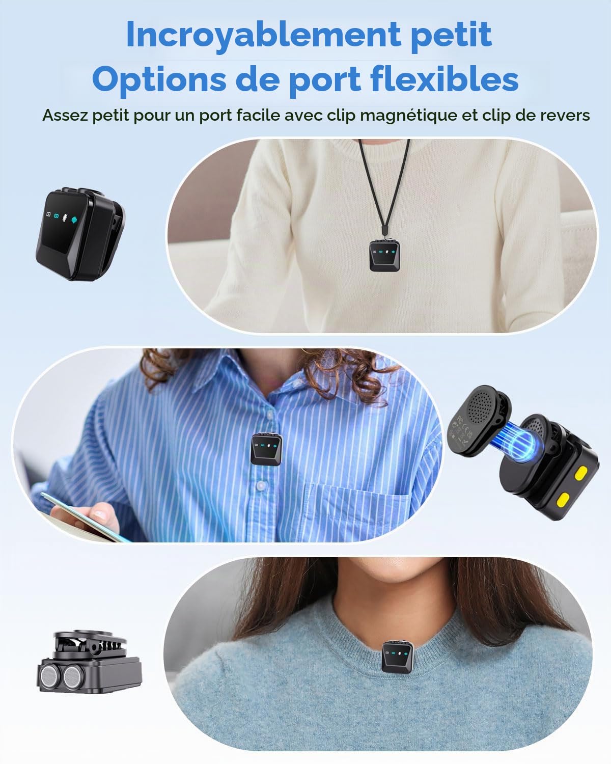 Micro Cravate sans Fil pour iPhone/Telephone Android,Microphone à revers USB C sur Réduction du Bruit pour enregistrement vidéo，Vlogging，TikTok，YouTube