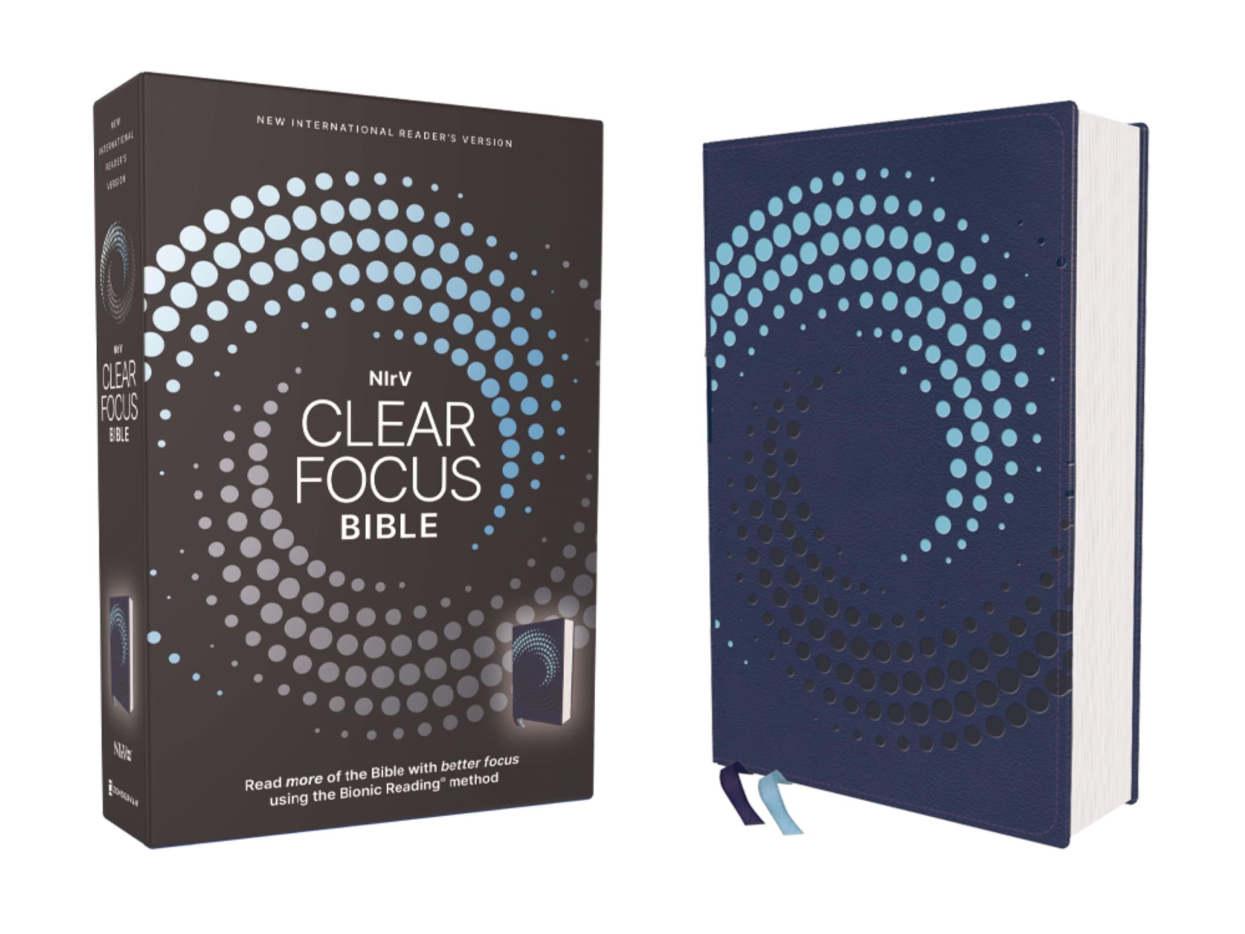NIrV, Clear Focus Bible, Leathersoft, Navy : Read more of the Bible with better focus using the Bionic Reading Method