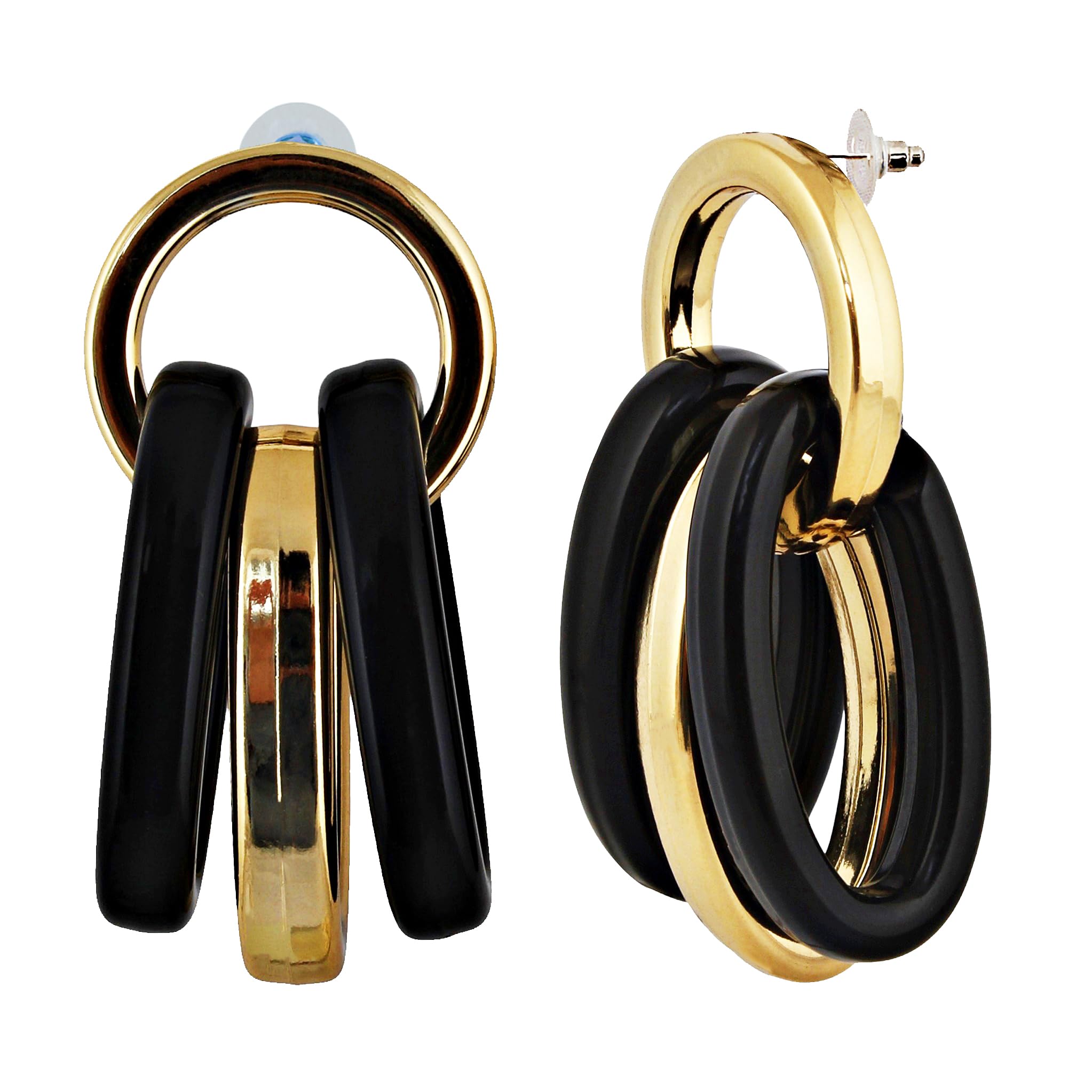 Lucky Jewellery Designer 18k Gold Plated Black Color Circle Link Earring With Multiple Rings Drop Earrings For Girls & Women (90-CHEP-1196-BL) (B0CWPFP1RC) Amazon Price History, Amazon Price Tracker