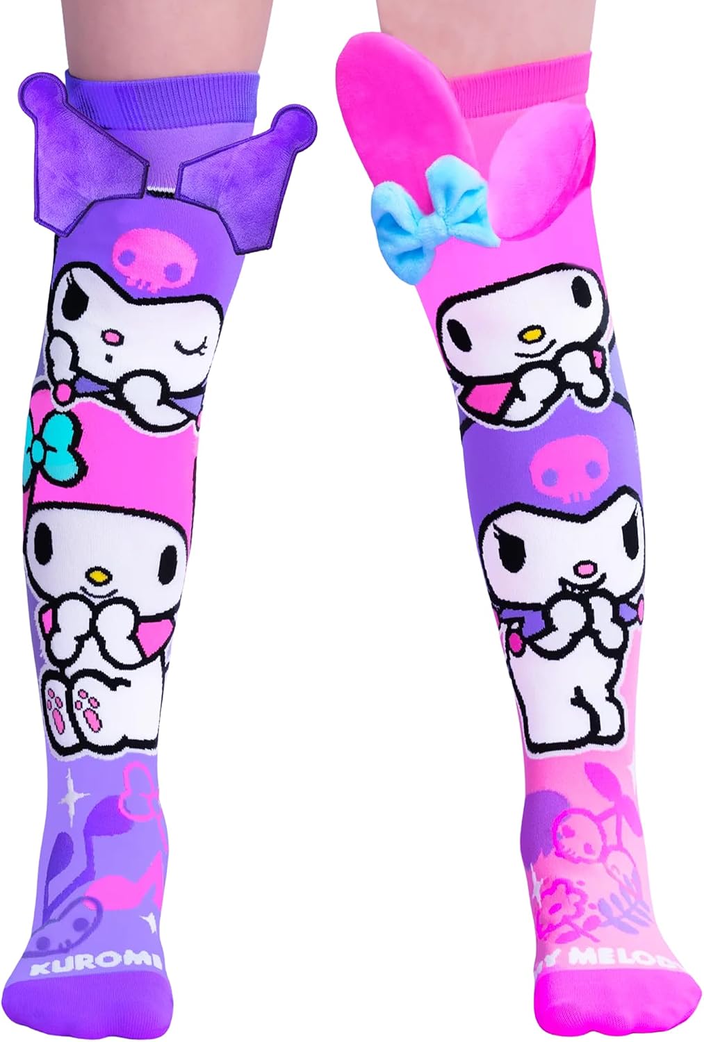MADMIA Kuromi & My Melody Knee-High Socks – Colorful Dress-Up Socks for Kids & Adults