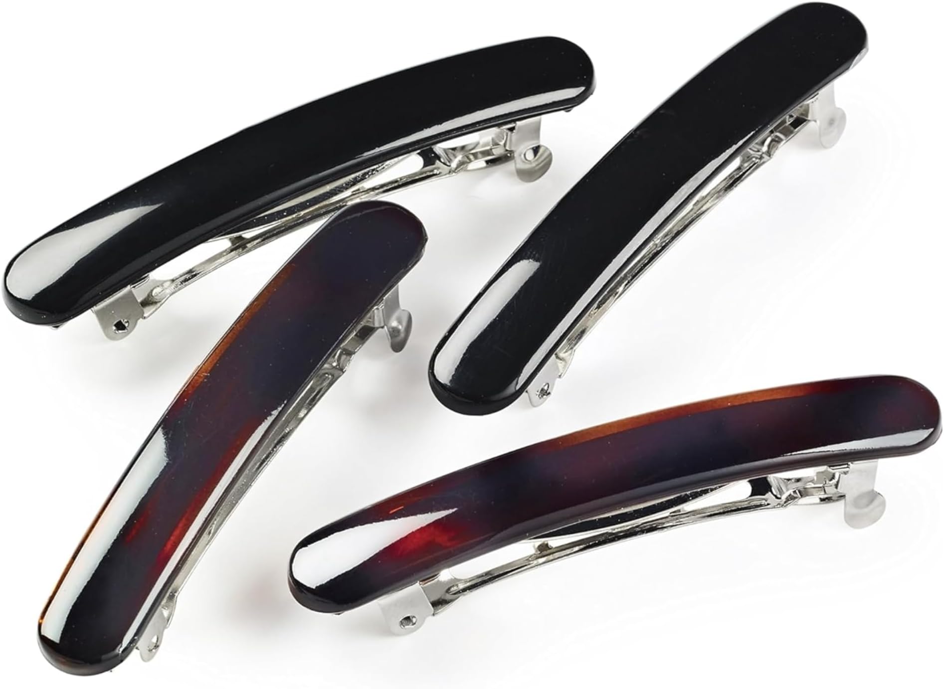 Manicare Mini Hair Barrettes, Pack Of 4 Hair Clips For Decorating or Sectioning Hair, Secure Grip, Gentle On The Hair And Scalp, Elegant French Clasp, Tortoiseshell and Black