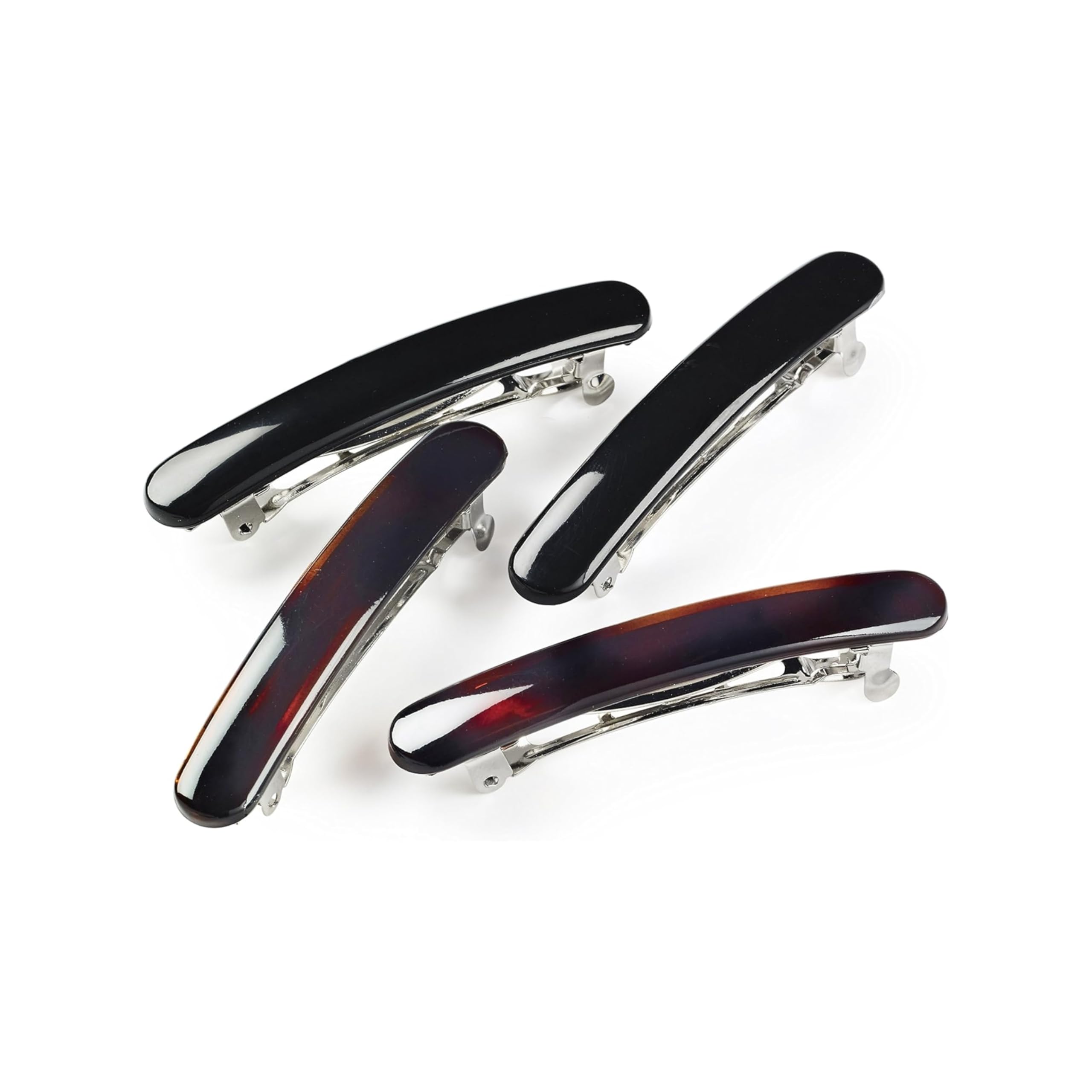 Mini Hair Barrettes, Pack Of 4 Hair Clips For Decorating or Sectioning Hair, Secure Grip, Gentle On The Hair And Scalp, Elegant French Clasp, Tortoiseshell and Black