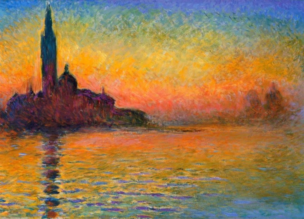 Feeling at home KUNSTDRUCK auf MATTE PAPIER 220gr Twilight Venedig Monet Claude - Meer horizontal Poster Landschaften und Landschaft Sonnenuntergänge Bild auf Papier cm_65_X_91