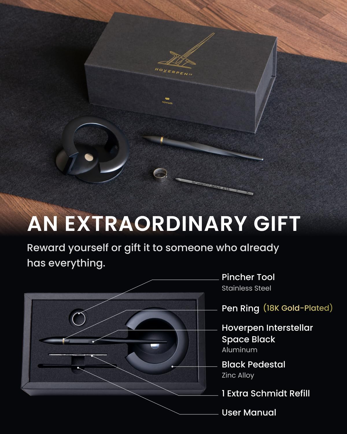novium Hoverpen Interstellar - Space Black, Luxury Ballpoint Pen