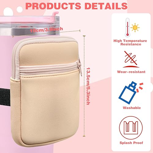 Miniatura 7 de Bolsa para botella de agua para accesorios de copa Stanley, bolsa ajustable para cinturón para vaso, bolsa con cremallera, riñonera con bolsillo,