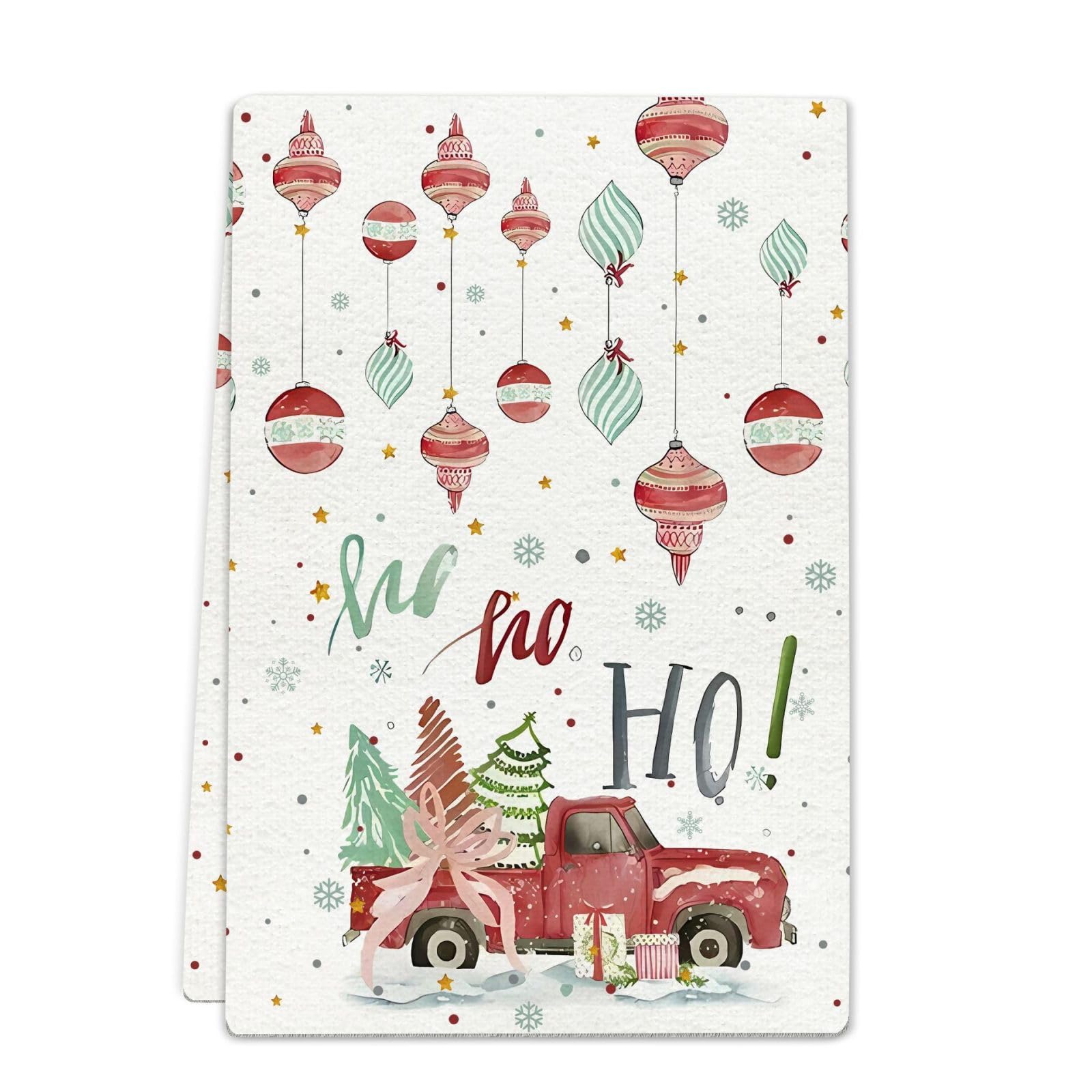 Paños de Cocina Árbol Camión Rojo Trapos Cocina Suaves Lavable Poliéster Secado Rápido Reutilizables para Baño Barra Restaurante Picnic etc Toallas de Limpieza 4 Piezas (40x60 cm)